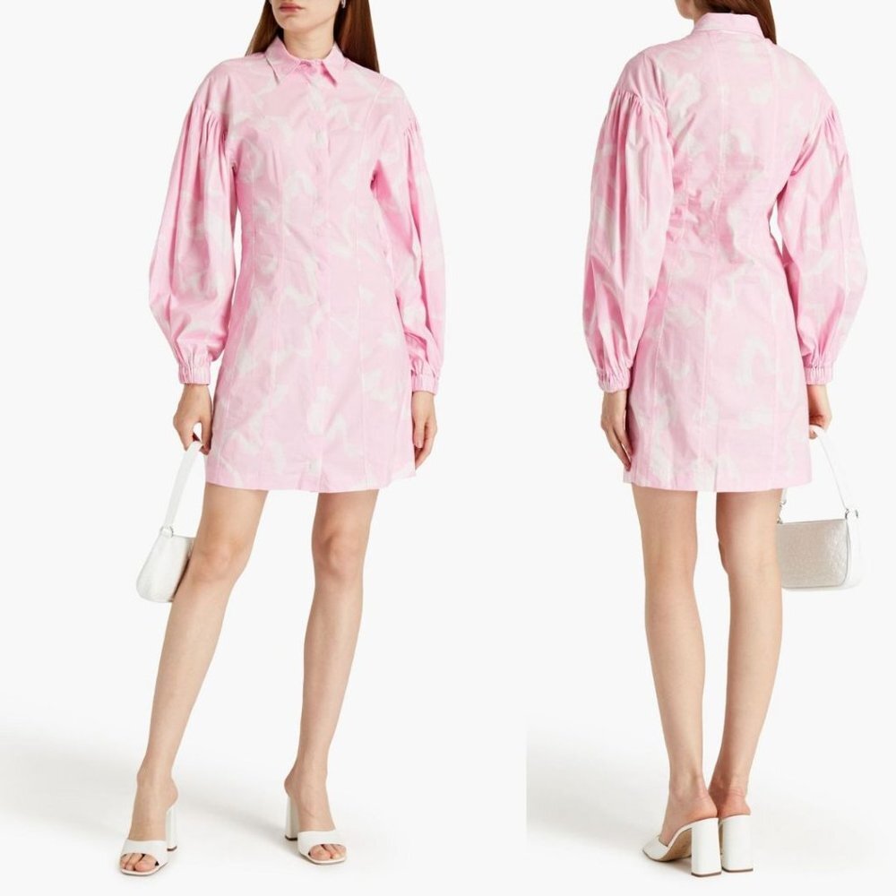 Pink Floral Puff-Sleeve Dress size 2